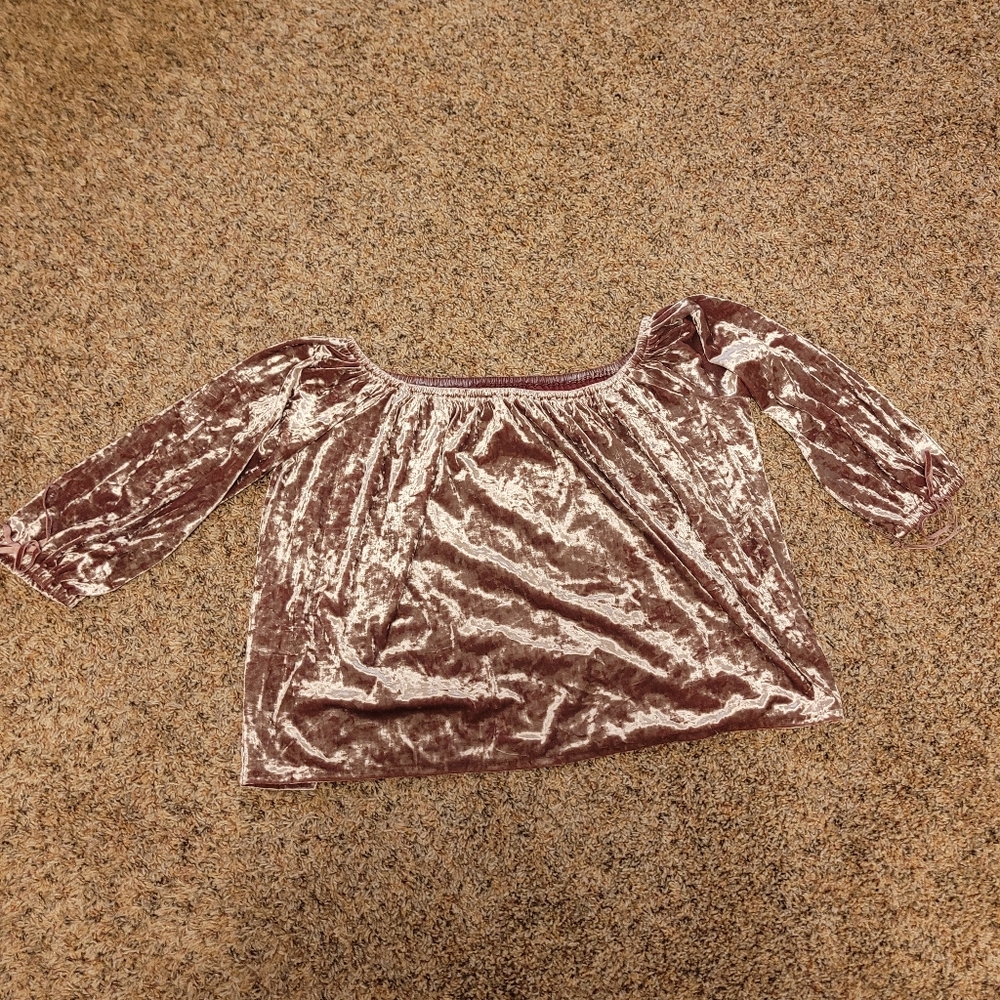 American Eagle velvet off the shoulder top